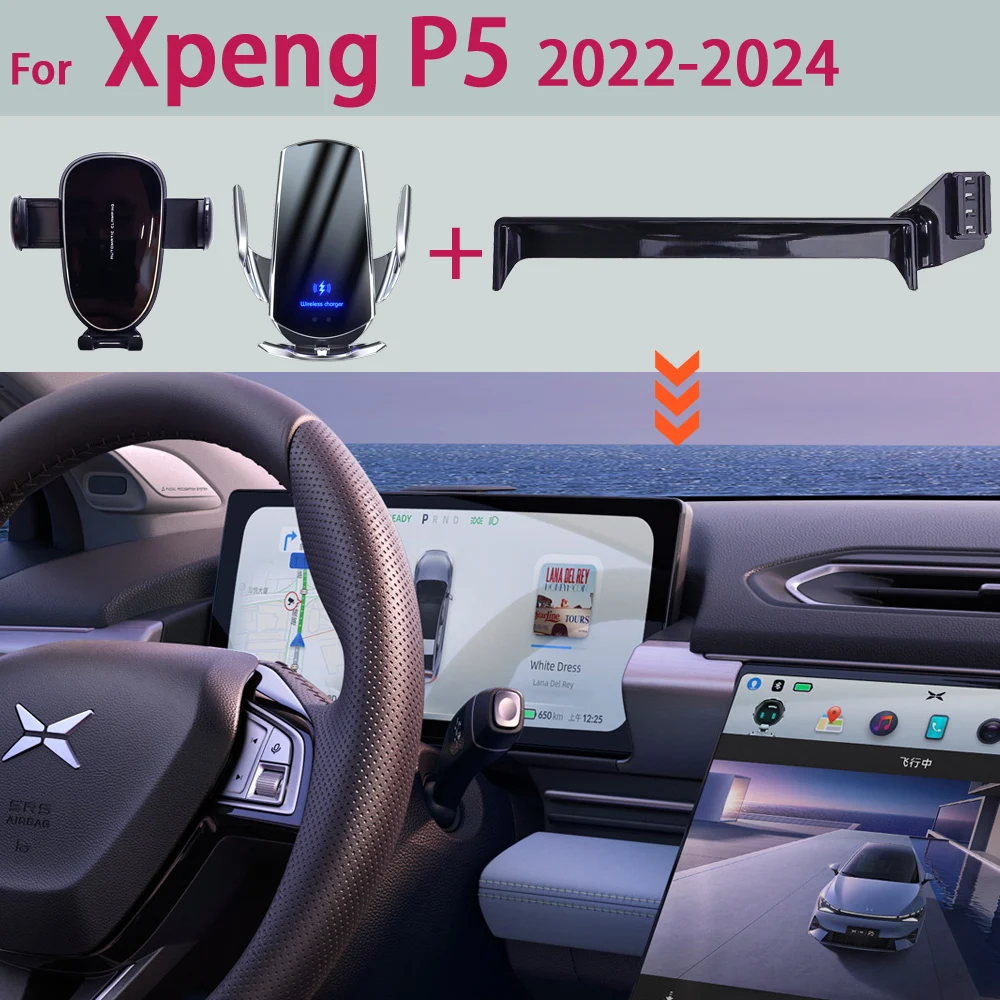 

Автомобильный держатель для телефона Xpeng P5 2023 2024, мультимедийный экран с фиксированным основанием, 15 Вт, подставка для быстрой беспроводной зарядки, автомобильные держатели