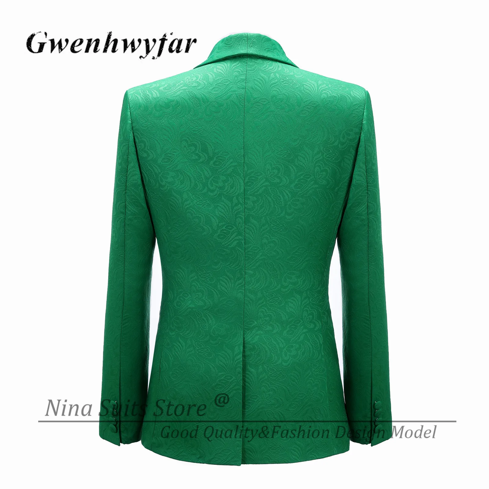 G&N 3 Pieces Lavander Jacqaurd Men's Suit Shaw Lapel Slim Fit Tuxedos Groom Tailor Made Terno Masculino (Blazer+Pants+Vest)