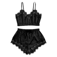 1 ensemble de pyjamas femmes déshabillé en dentelle Lingerie hauts courts et shorts nuisette pyjamas sous-vêtements vêtements de nuit 5