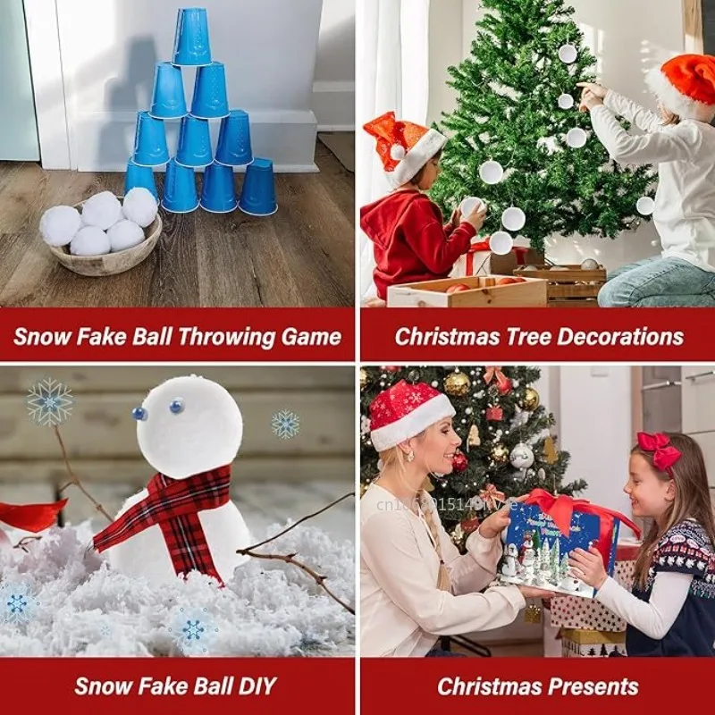 50-10PCS Soft Snow Fake Balls Christmas Kids Gift Toy Indoor Outdoor Snow Fight Ball Set Xmas Tree Ornament Decoration For Home