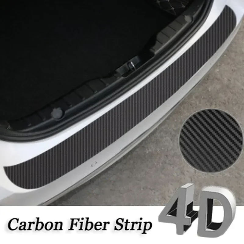 

90cm Car Rear Trunk Bumper Carbon Fiber Stickers Auto Guard Decals Trunk Anti-Scratch Anti-Collision Protection Cover Strip