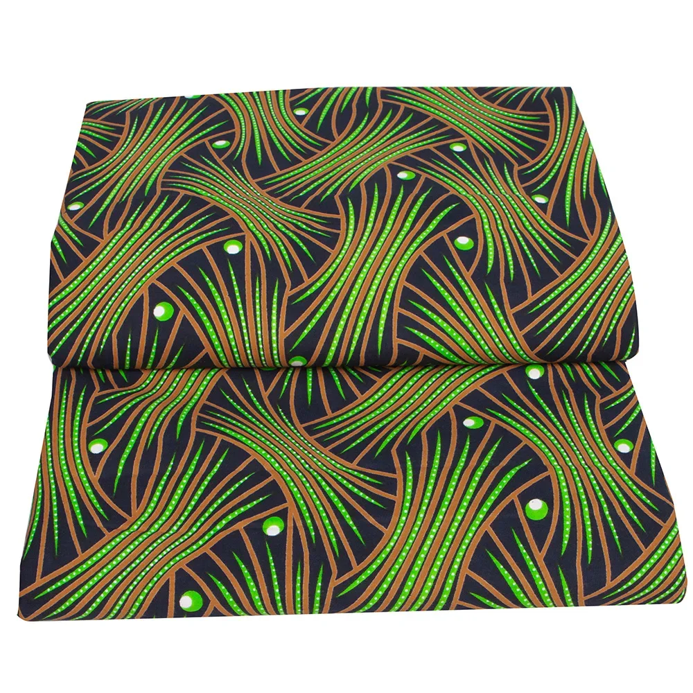 AnkaraWax African Fabric Green Geometric Pattern on Printed Wax Dyed Fabric Cotton High Quality Soft Wax 6yard