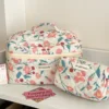 1pc/Set Pink Flower Print Makeup Bag Premium Travel Organizer Cosmetic Bag Makeup Bag Pouch Skincare Bag Toiletry Bag 3