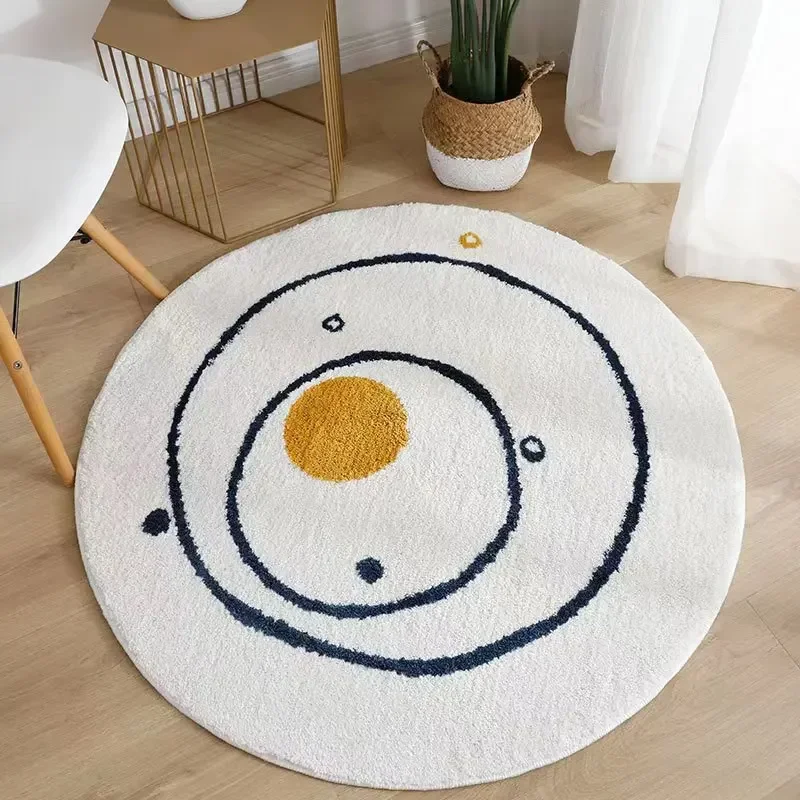 Artistic Round Carpet Stripes Creative Rugs Bedroom Soft Comfortable Play Rug Living Room Coffee Table Lines Decorative Carpets 2
