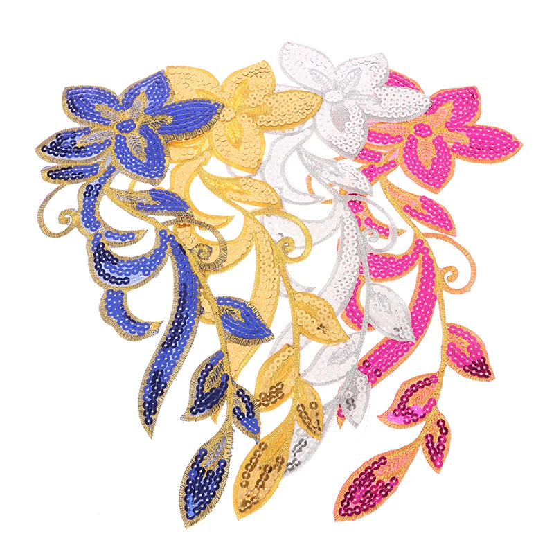 1 Pair Clothing DIY Patchwork Sticker Applique Badges Crafts Handmade Sequins Flower Embroidered Iron On Patches self adhesive patches embroidery cloth patches