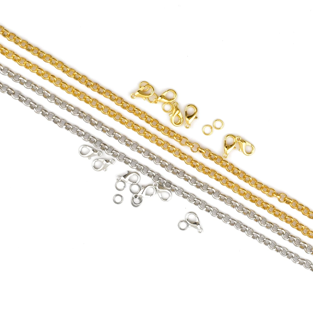

12pcs/set 1pcs 5mm O-chain+6pcs 12mm alloy lobster clasp+6pcs 5mm jump ring for jewelry making