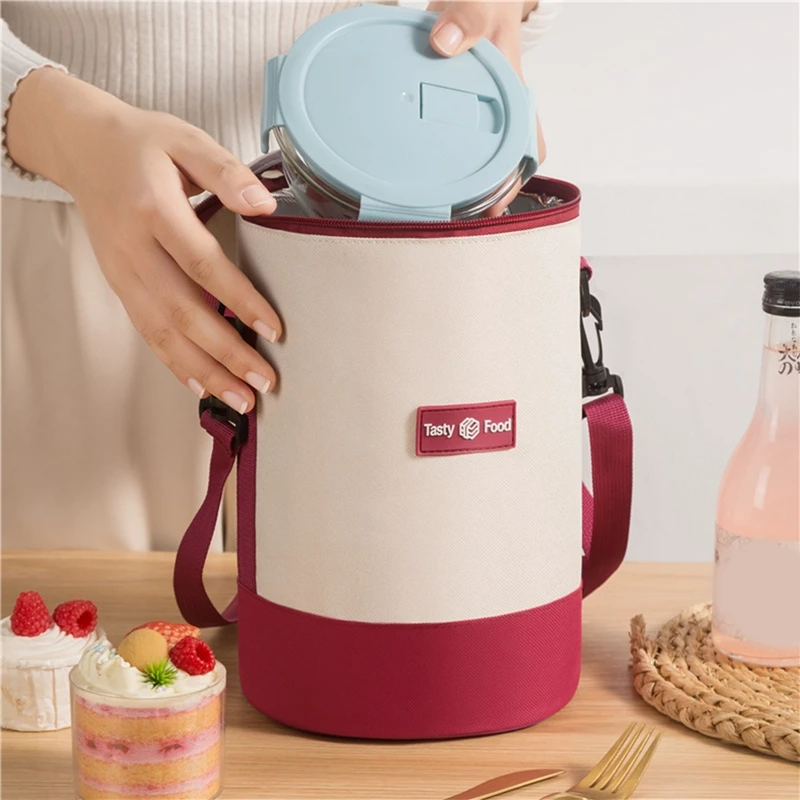 Insulated Cooler Bag With Adjustable Shoulder Strap For Travel Picnic Outdoor Activities Oxford Fabric Lunch Box Large Capacity 4