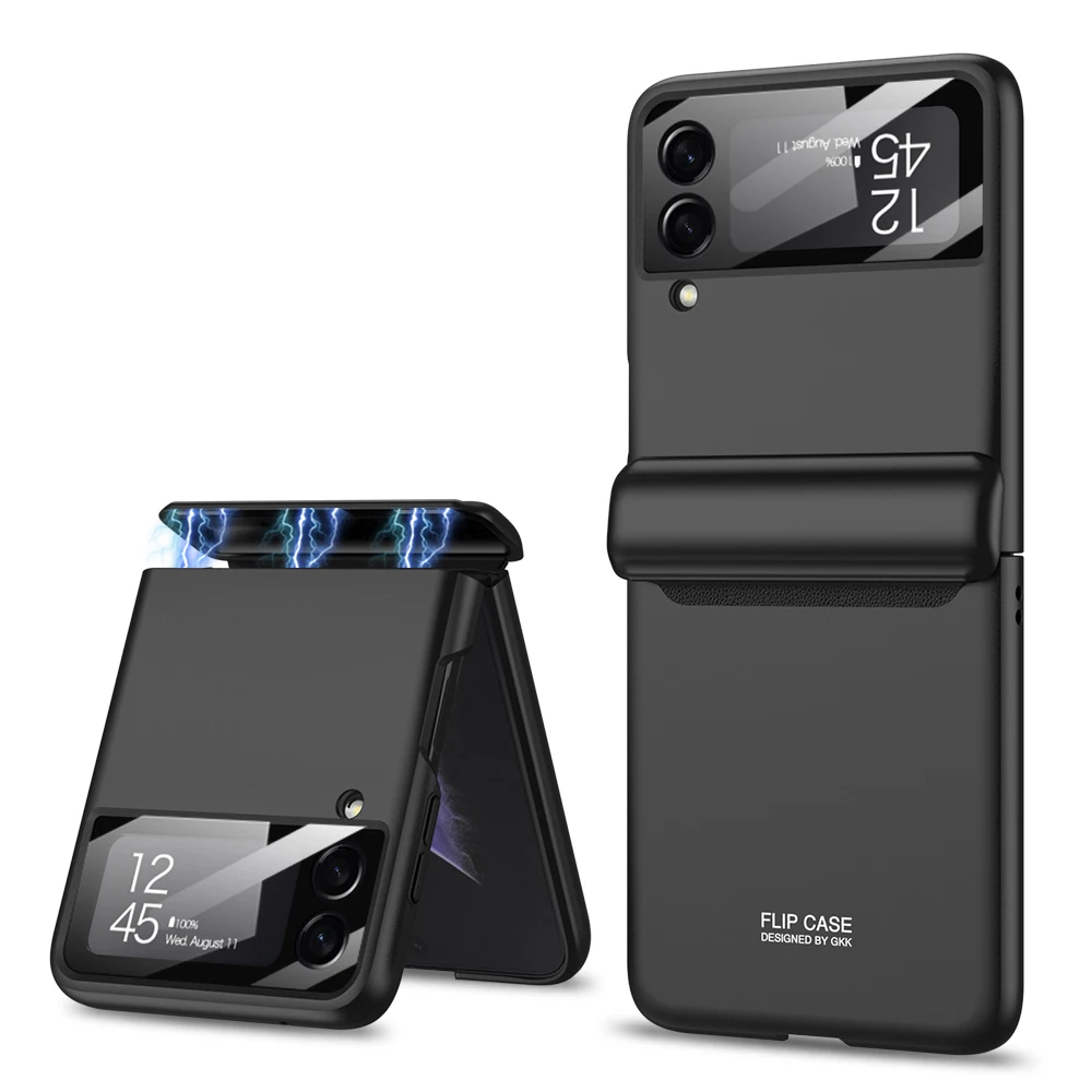 for Samsung Galaxy Z Flip 3 Case,with Stylus Fashion Business Phone  case,with Hinge Protection Device and Camera Screen Protector,Case for  Samsung