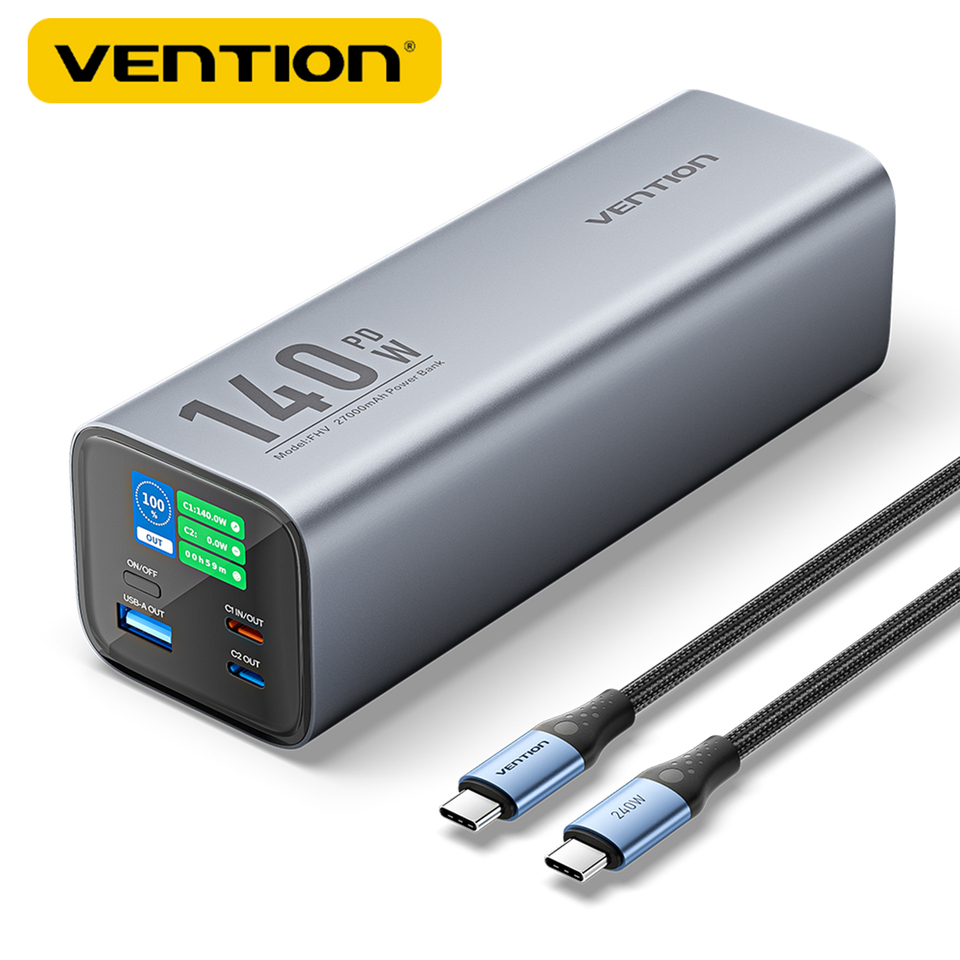 Vention Power Bank 27000mAh 140W PD Fast Charger Portable Power Bank for Laptop External Spare Battery for iPhone Xiaomi Macbook
