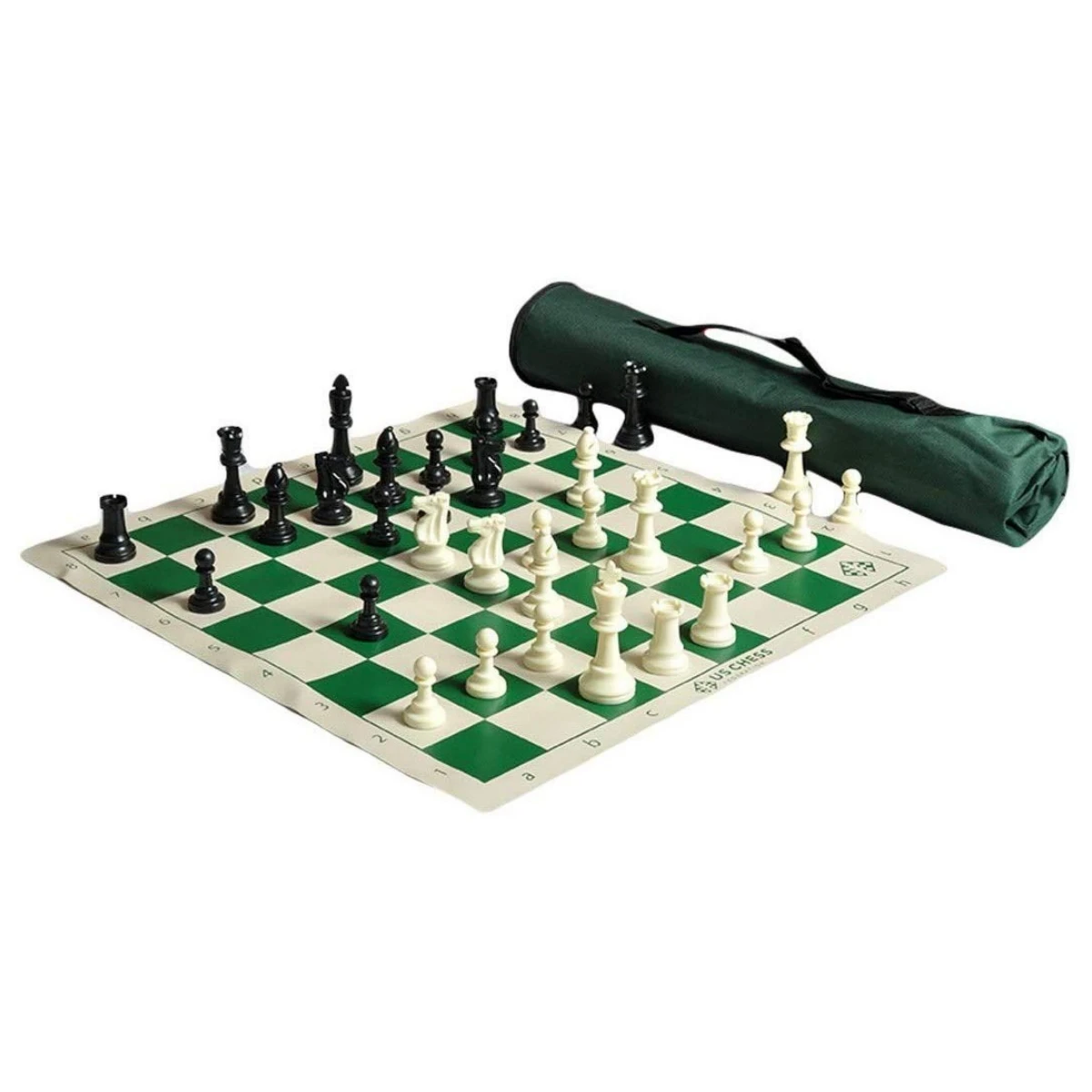 97mm Weighted Tournament Chess Set with Roll up Board-Portable Chess Set, Competition Set, Board Game