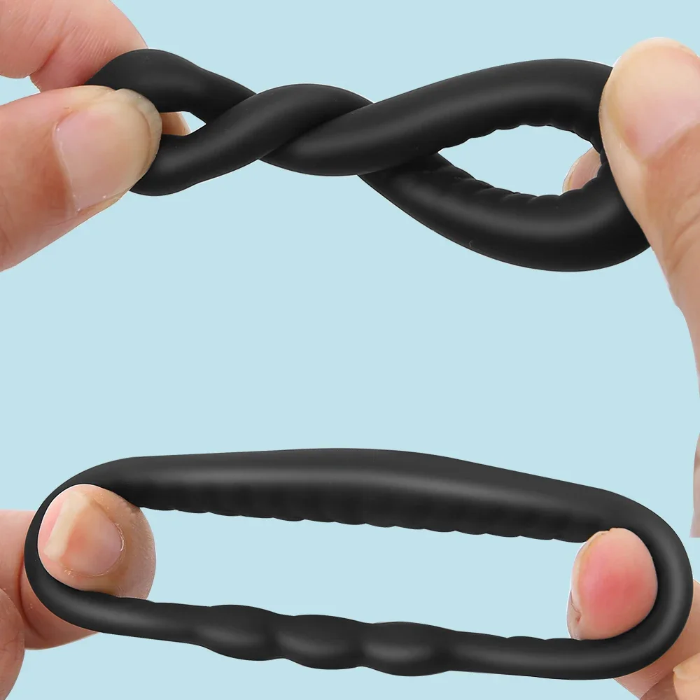 Weiches Silikonring-Set für männliche Hodensack-Streckvorrichtung, Ringsperre, Verzögerung der Ejakulation, Vergrößerung, Sexspielzeug für große Männer_voghion.com