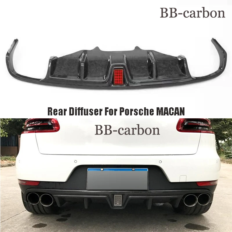 

High Quality Carbon Fiber Forged Pattern FRP Unpainted Rear Bumper Diffuser Lip Car Body Kit For Porsche MACAN 14-20