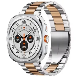 Premium Stainless Steel Metal Watch Strap - Elegant Bracelet Wristband in 47mm Size - Galaxy Ultra 47mm (Silver rose gold)