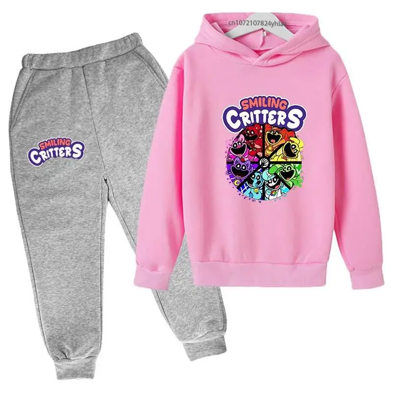 thumbnail image 1 of Conjunto de sudadera con capucha y pantalones con estampado de dibujos animados para niños y niñas de 2 a 13 años, 2 piezas, para primavera y otoño, 1 of 5