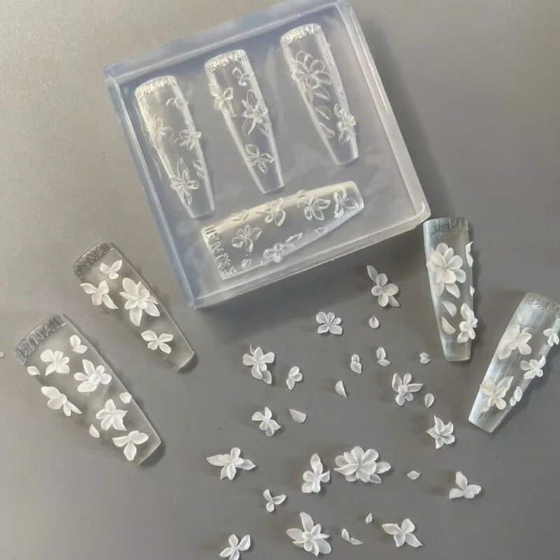[JN] 3D 꽃 네일 몰드 DIY 실리콘 네일 도구 꽃잎 네일 디자인 레진 몰드 네일 아트 조각 템플릿 매니큐어 디자인