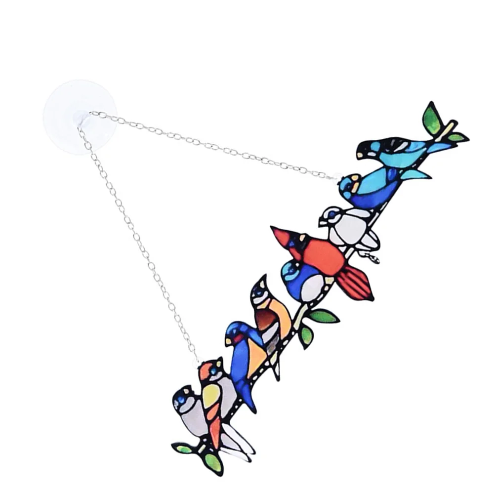 

1pc Hanging Colored Drawing Birds Decoration Stained Bird Window Hanging Decor