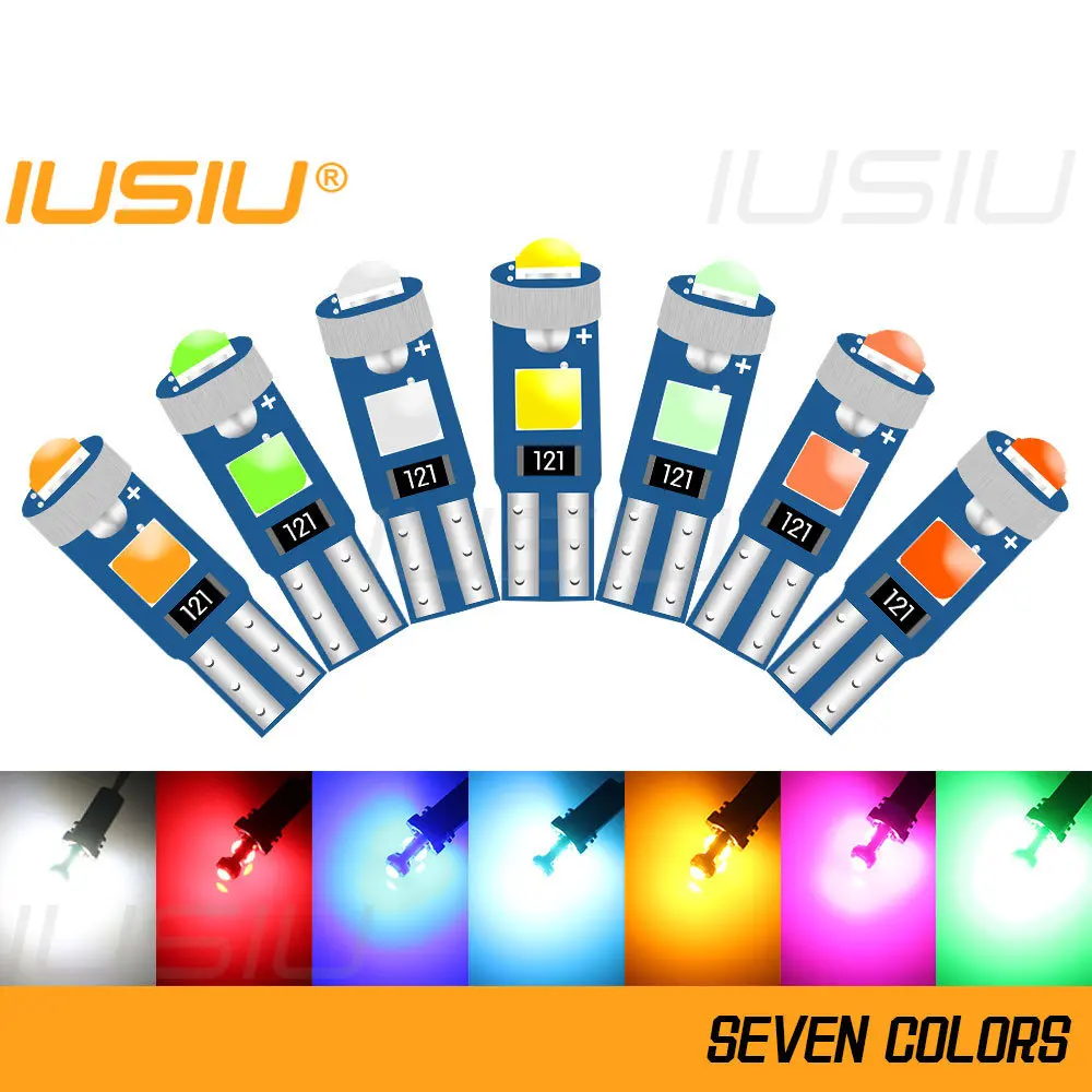 IUSIU 8PCS 73 74 Led T5 Bulb W3W 2721 3SMD 3030 Instrument Dashboard Plate Panel Meter Warning Indicator Signal Lamp Car Light