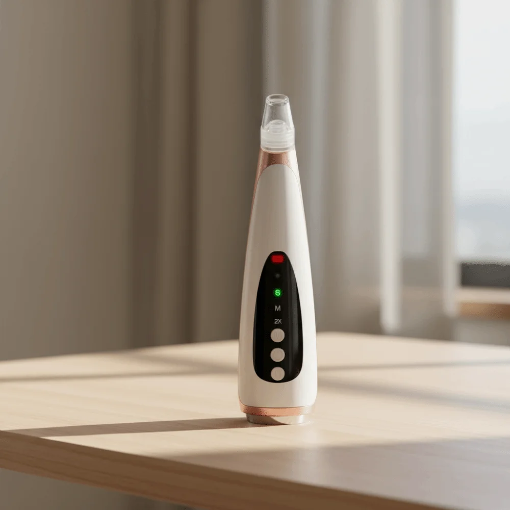 With 6 Replacement Head Electric Blackhead Remover Hot Compress Strong Suction Facial Pore Cleaning Device Professional