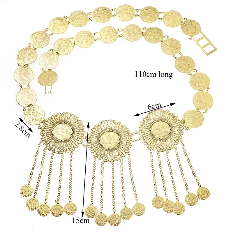 Gold Plated Wedding Belt Chain Coin Fashion Metal Kandora at Rs 350/piece, Belly Dance Jewellery Belt in Ahmedabad