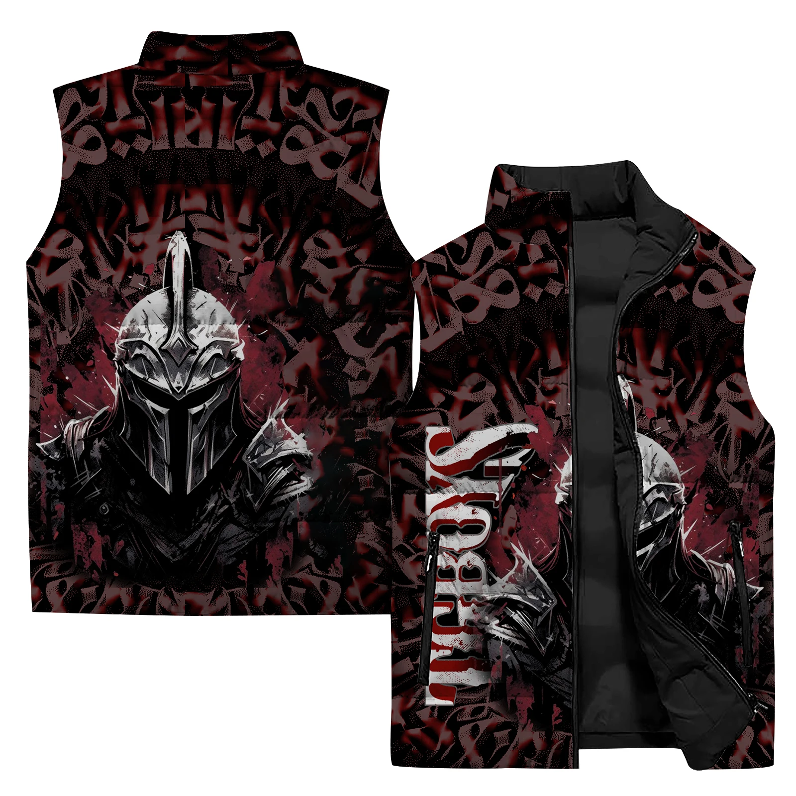 thumbnail image 1 of Chalecos de hombre cómodos y con protección contra el frío Chaleco de hombre con algodón y grueso Chaleco resistente al viento y al frío Tendencia Guerrero Ropa con impresión digital 3D, 1 of 5