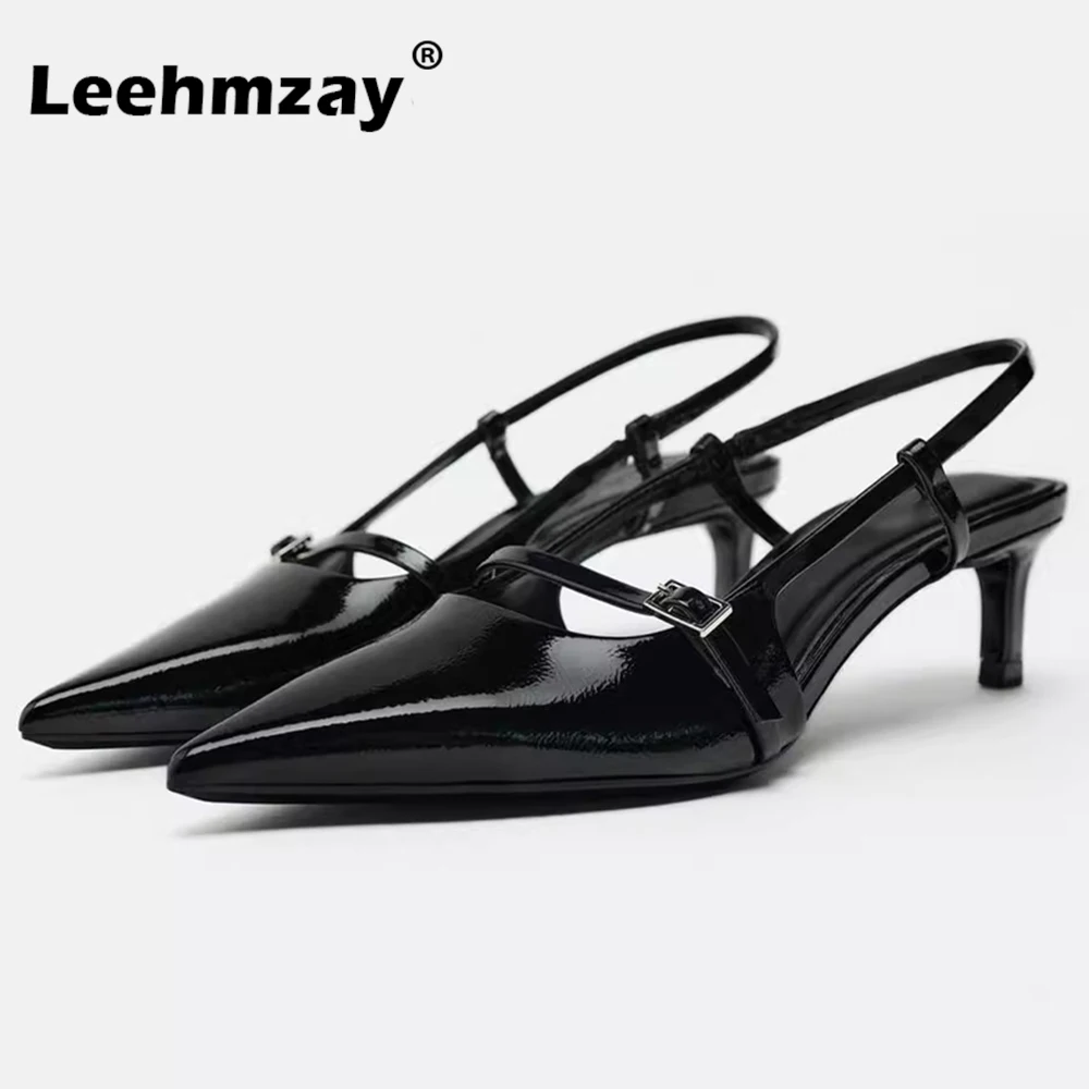 

Yozcttaa Size 34-43 Women Slingback Sandals Real Leather Kitten High Heels Summer Shoes 2024 Fashion Slip On Party Sandalias