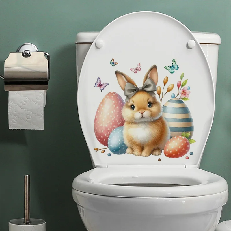 Modern Cartoon Bunny Window Stickers Reusable Self-Adhesive PVC Decals Living Room Bedroom Glass Door & Window Decor