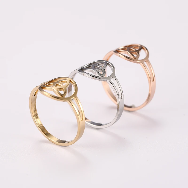 Kkjoy Stainless Steel Ring for Women Celtic Hollow Finger Rings Crown Lotus Witchcraft Amulet pentagram Jewelry Gift 5