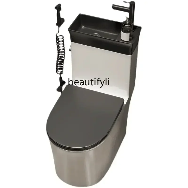 

Household toilet with wash basin, ceramic integrated water tank, dual-use water-saving water pumping seat, toilet