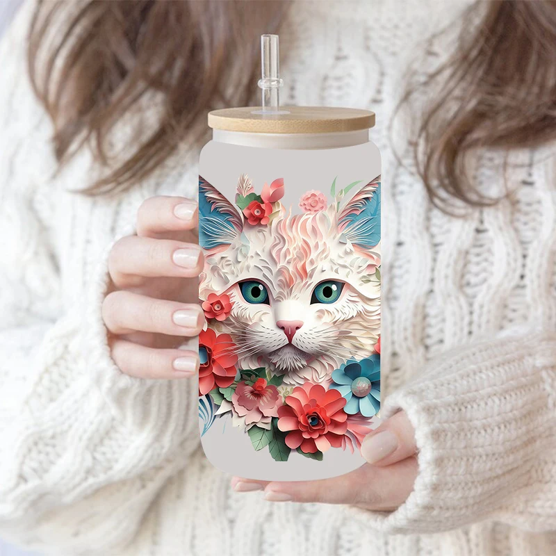 Beautiful Flower Butterfly UV DTF Transfer Sticker For Wraps Cup DIY Waterproof 3D Stereoscopic D11516
