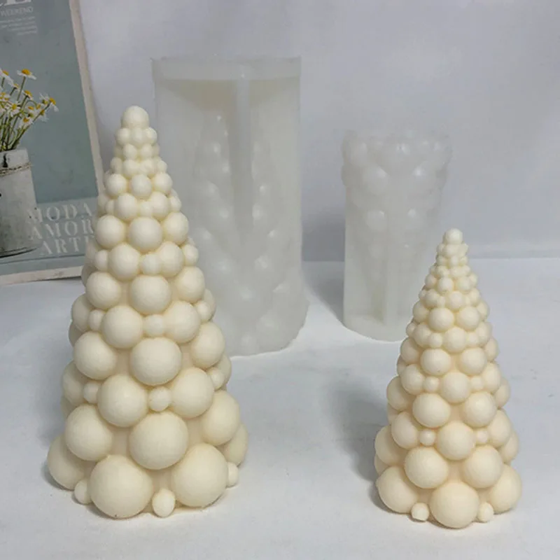 3D Bubble Christmas Tree Silicone Candle Mold Handmade Scented Candle Making Kit Gypsum Resin Soap Mould Christmas Decor Gifts