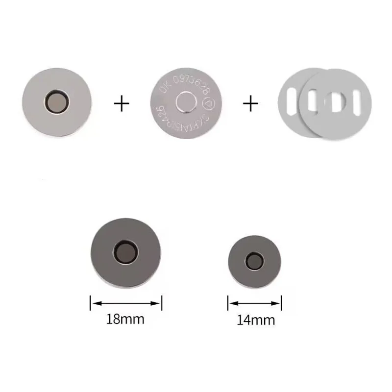 10sets/lot 14mm 18mm Magnetic Snap Fasteners Clasps Buttons Handbag Purse Wallet Craft Bags Parts Accessories Adsorption 2