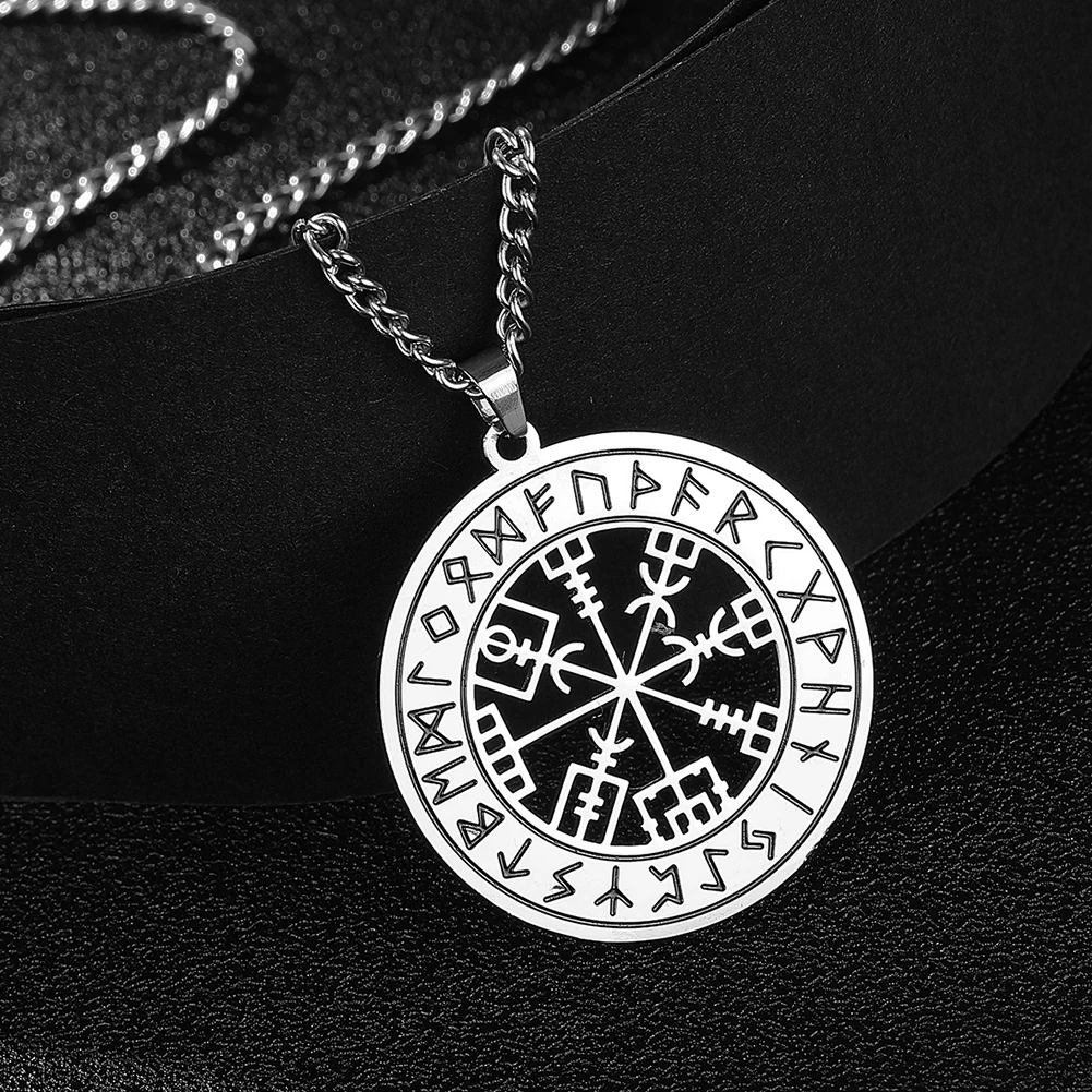 Vegvisir Necklace Stainless Steel Vegvisir Viking Compass Pendant