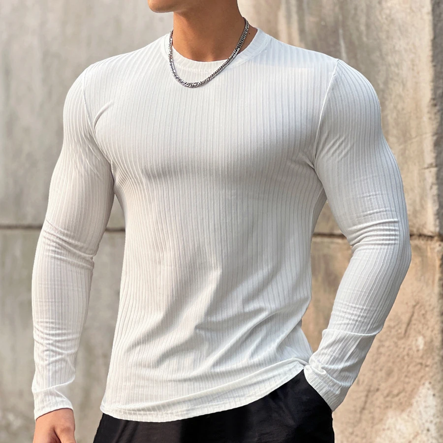 

2023 new men's T shirt Solid colors Long Sleeve Slim T-shirt young men Pure color tee shirt Casual Tee men Long Sleeve tops
