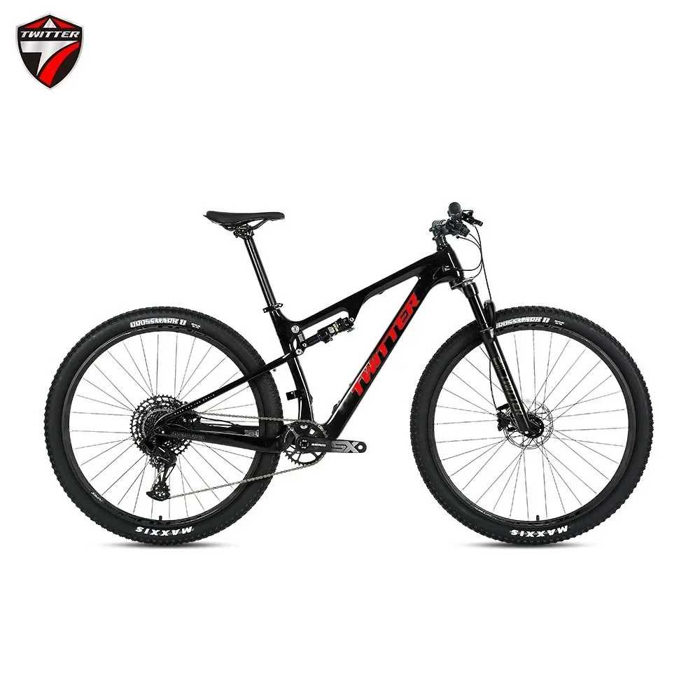 

TWITTER New 27.5/29-inch OverLORD-NX-12 Speed Full Suspension T900 Carbon Fiber Soft Tailed Mountain Bike Hydraulic Disc Brakes