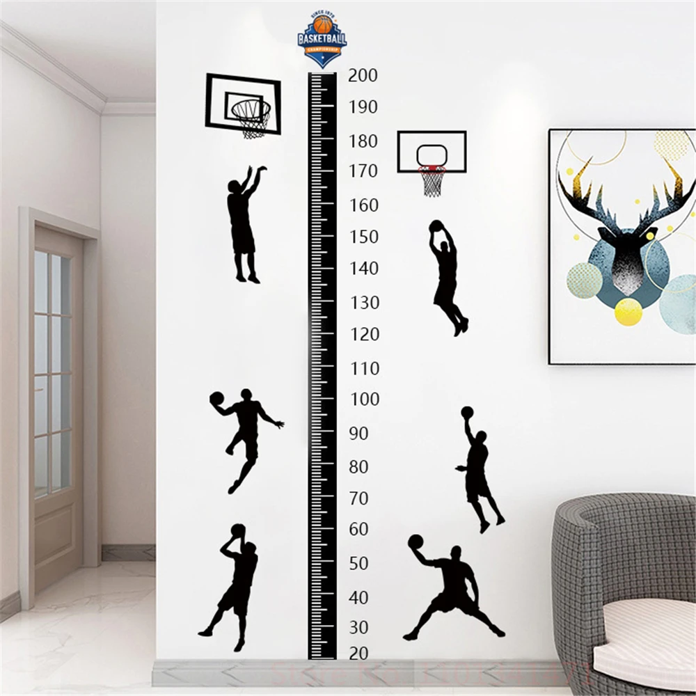 BasketballHeightStickersForChildrensRoomBoysBedroomDecoration