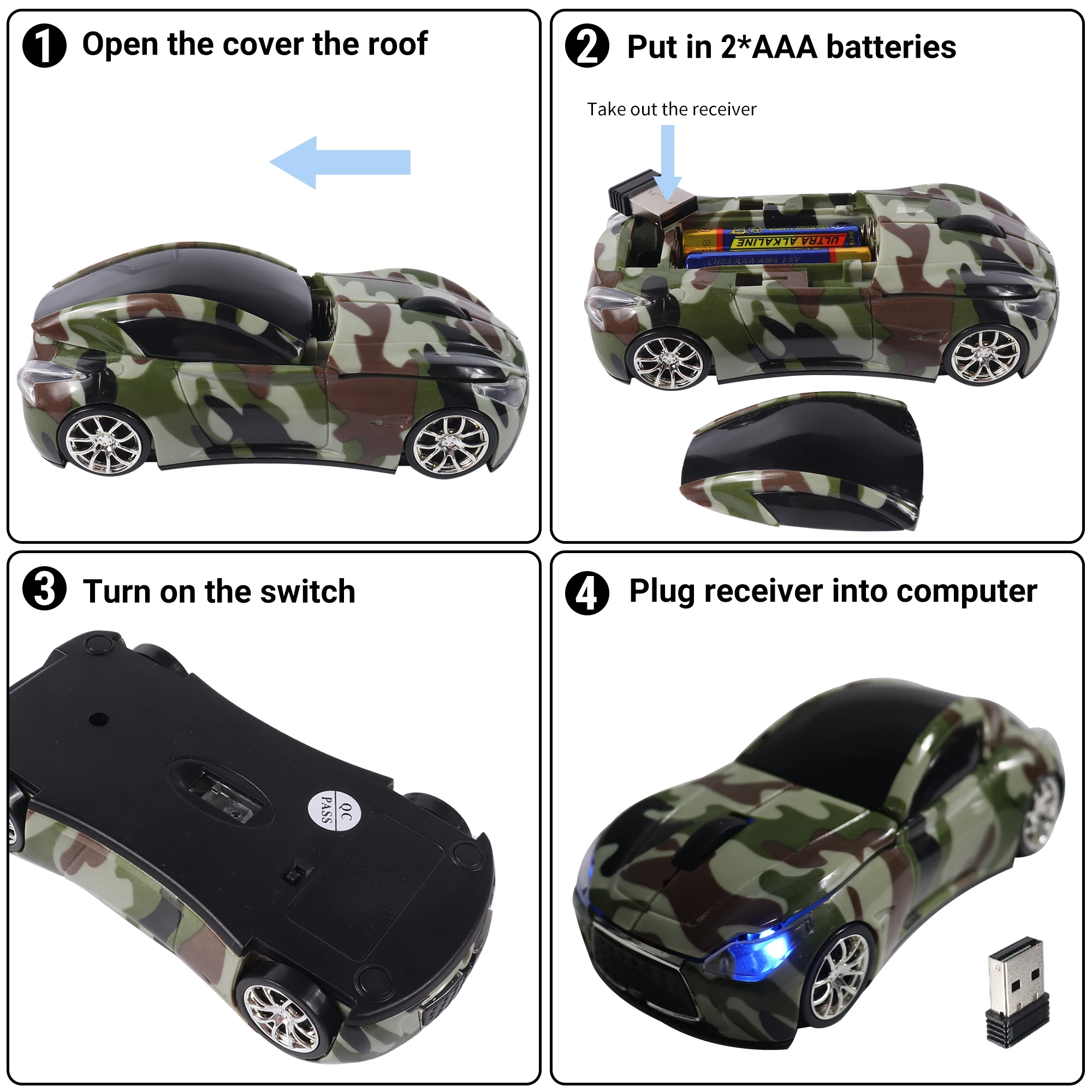 New Office Mouse Cool Sports Car Wireless Gaming Mouse Mini 3D USB Optical Mause 1600DPI Ergonomic Gamer Mice For Laptop PC Mice