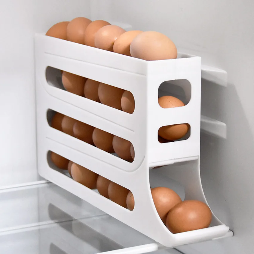 Large Capacity Automatic Egg Roller Slide Organizer Household Egg Organiser Kitchen Dedicated Four Tier Racks Kitchen Tool