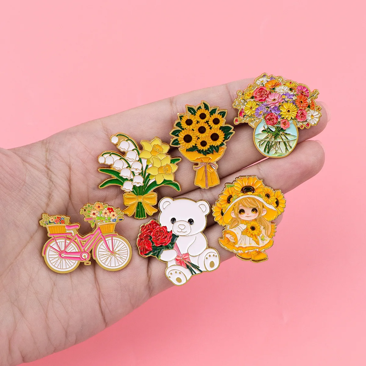 Floral Enamel Brooches - Trendy Lapel Pin Accessories