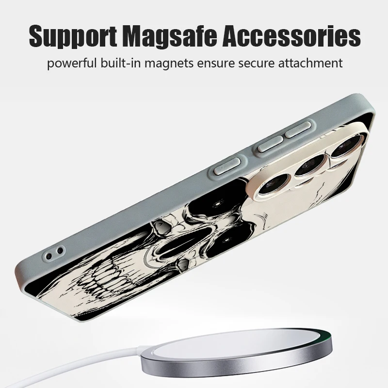 Human Skull Print Magnetic Phone Case Cover – Stylish and Durable Protection