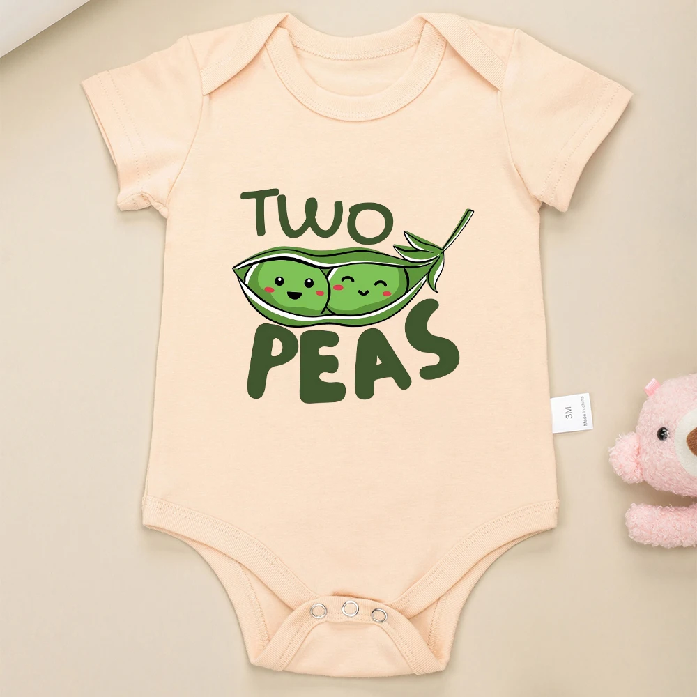 Two Peas In a Pod Funny Cute Baby Boys Girls Clothes Twin Onesies Cartoon Kawaii Harajuku Cotton Newborn Bodysuits Free Shipping 5
