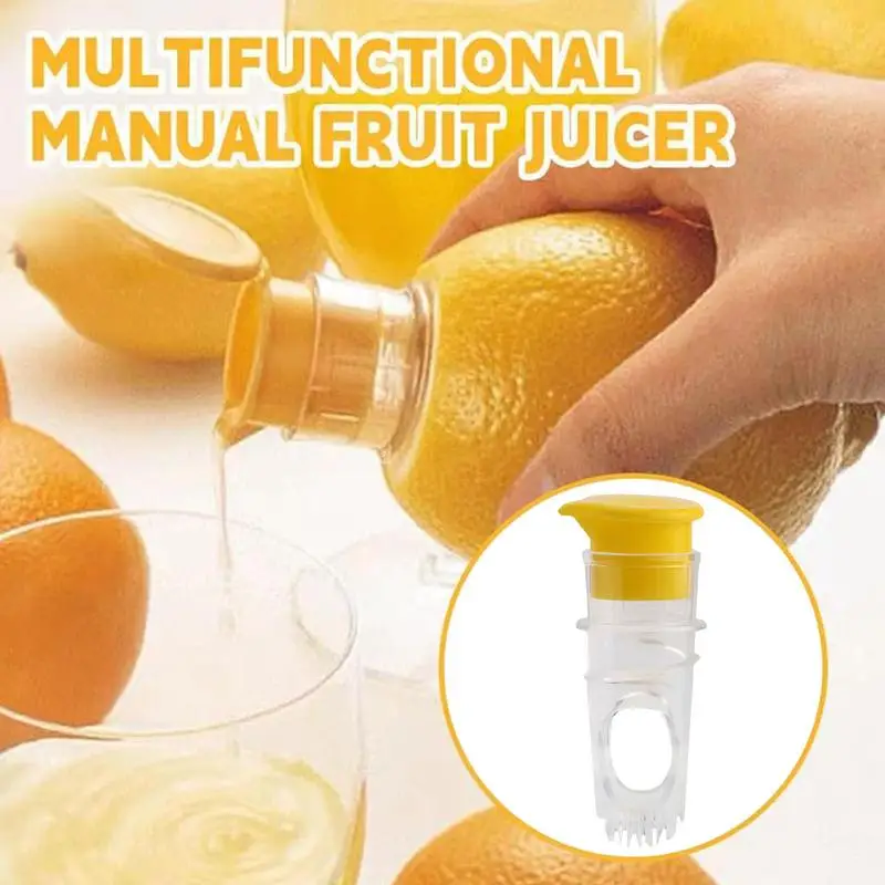 Hot Sale Manual Lemon Juicer Portable Squeezer Fruit Juicer Screw Top Manual Juices Reamer Built In Filter For Home Travel Camp
