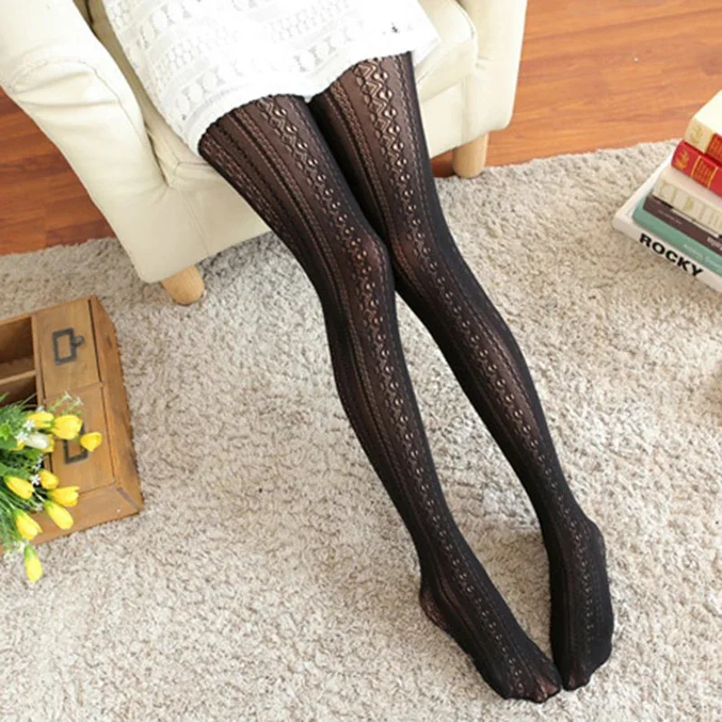 Autumn women tights Lace Stockings Woman Hollow Out White Female Pantyhose Stockings Tattoo Tights Pattern