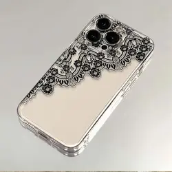 Elegant Black Lace Shockproof Phone Case - Soft and Stylish Protective Cover - Galaxy S25Plus (-1)
