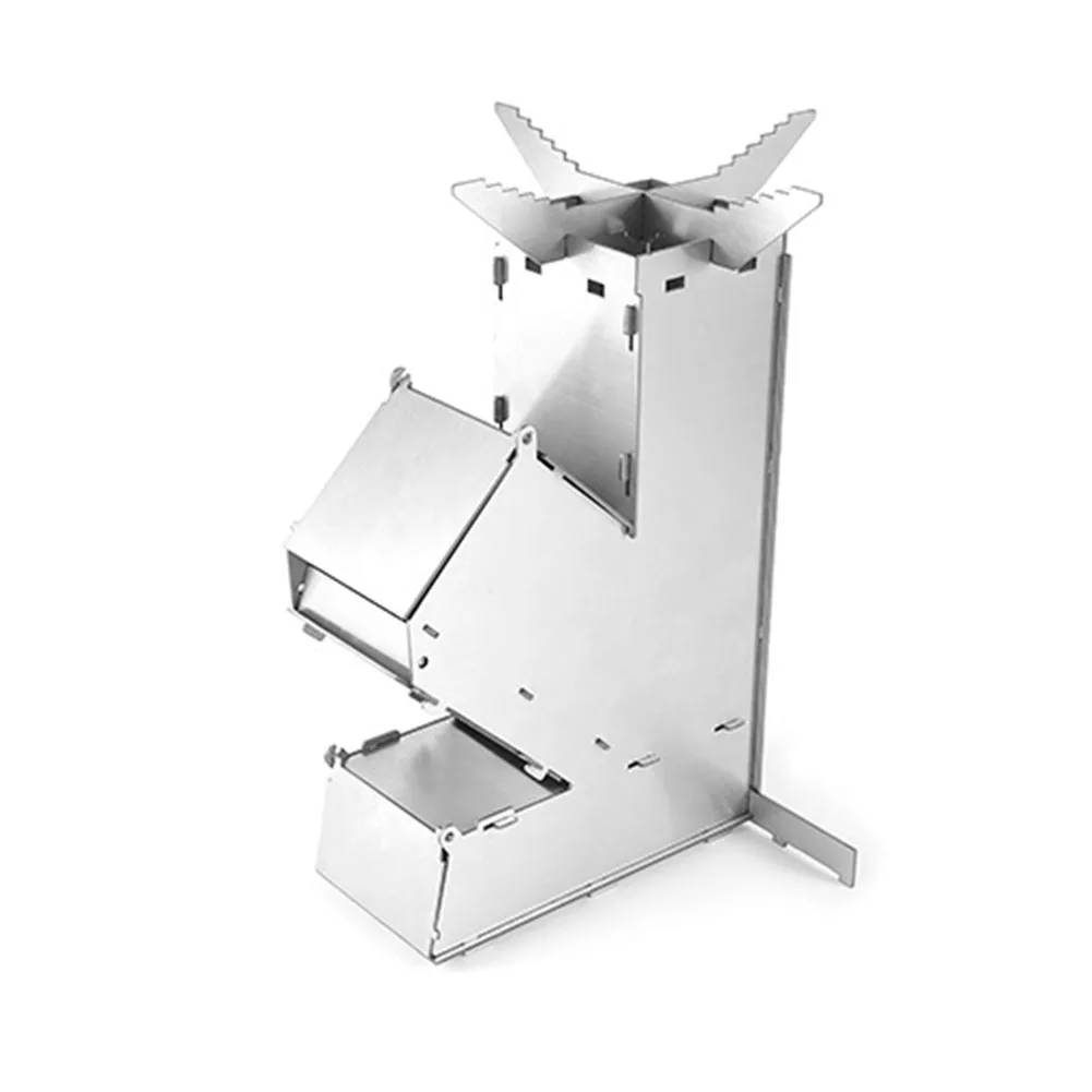 Outdoor Camp Firewood Stove Stainless Steel BBQ Rocket Stove Portable