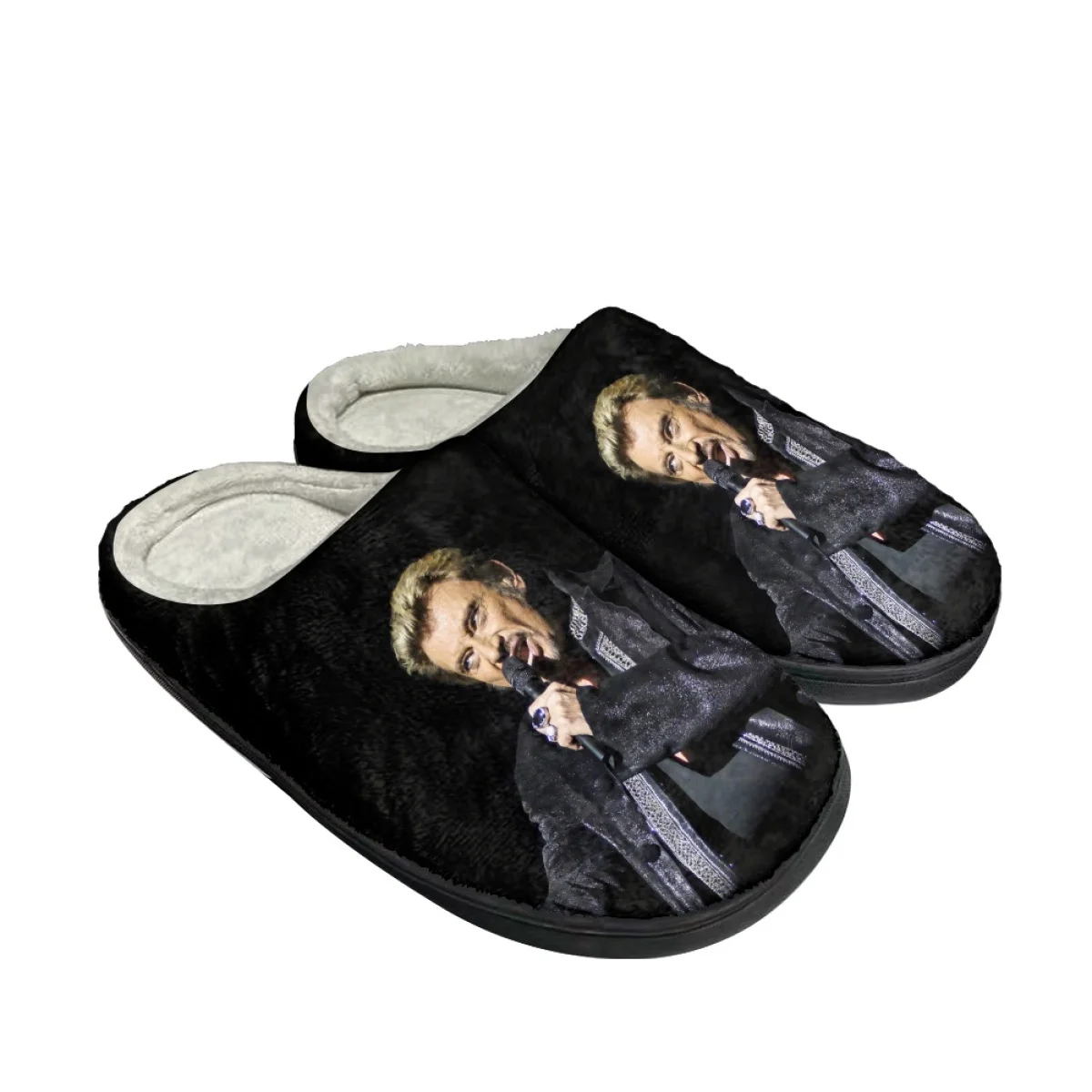 Johnny Hallyday Design Winter Warm Slippers Women Men Home Cotton Shoes Non-slip Indoor Couple Slipper Slides Print On Demand