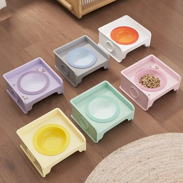 Pet cube cat bowl rack dining table can be spliced dog bowl ceramic pet bowl water bowl food leak proof neck guard Pet cube cat bowl rack dining table can be spliced dog bowl ceramic pet bowl water bowl food leak proof neck guard