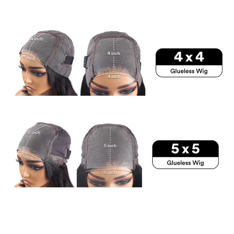 Deep Wave Human Hair Wig 5x5 HD Lace Closure Curly Glueless Ready to Wear 4x4 Lace Closure Brazilian Pre Plucked Wigs For Women