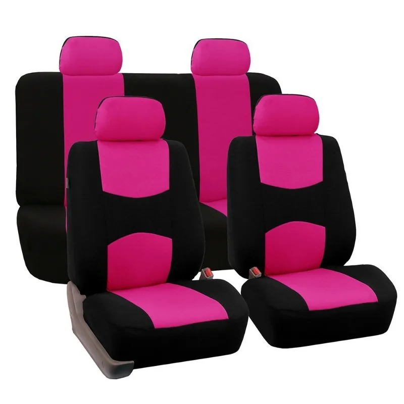 Coprisedili Universali in Poliestere per Auto, Set Coprisedili Adatto alla Maggior Parte di Auto, SUV, Furgoni, Tessuto Liscio Bicolore, Elegante Protezione per Sedili Auto - immagine 4