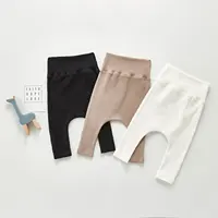 Spring And Autumn Newborn Infant Baby Boys And Girls Cotton Solid Color High Waisted Leggings Kids Fashion Baby Clothing 1