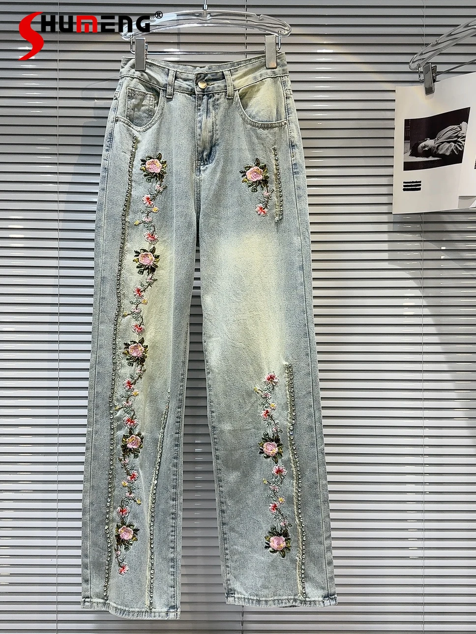 fashion-2024-summer-jeans-new-chinese-style-flower-embroidery-gradient-straight-jeans-loose-comfort-nice-women's-clothes